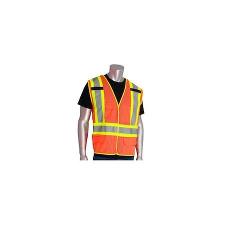 Pip CLASS 2, MESH BREAKAWAY VEST, 5 POCKETS H&L CLOSURE, PK 50 302-0212-LY/2X